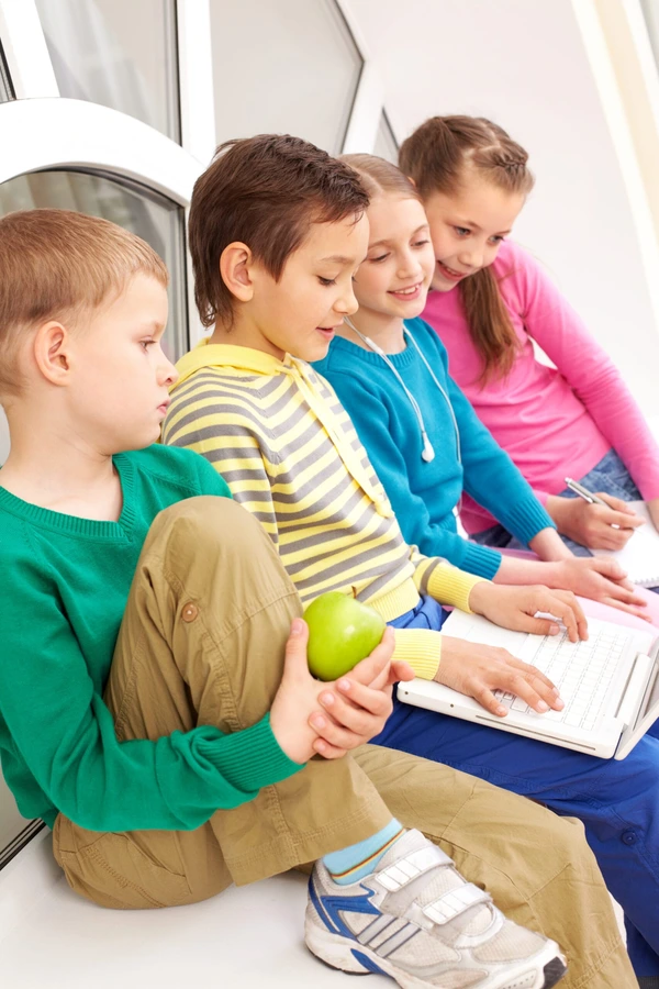 Classmates Learning With Laptop